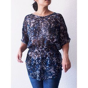 Express blue paint-patterned light top (XS to S)